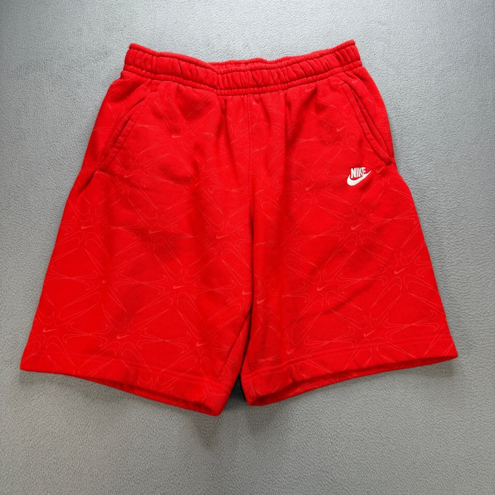 Nike Sportswear Fleece Shorts Mens Medium Red Cotton Blend Athletic Gym Casual